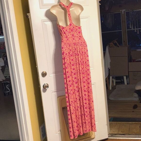 LAUNDRY by SHELLI SEGAL Printed Mediterranean Maxi Halter Dress Womens Medium - Picture 4 of 13